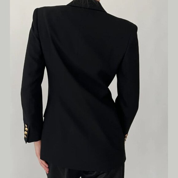 Lauren Ralph Lauren Vintage Noir Crest Black Blazer - SZ 10 - 100% Wool - Picture 2 of 11